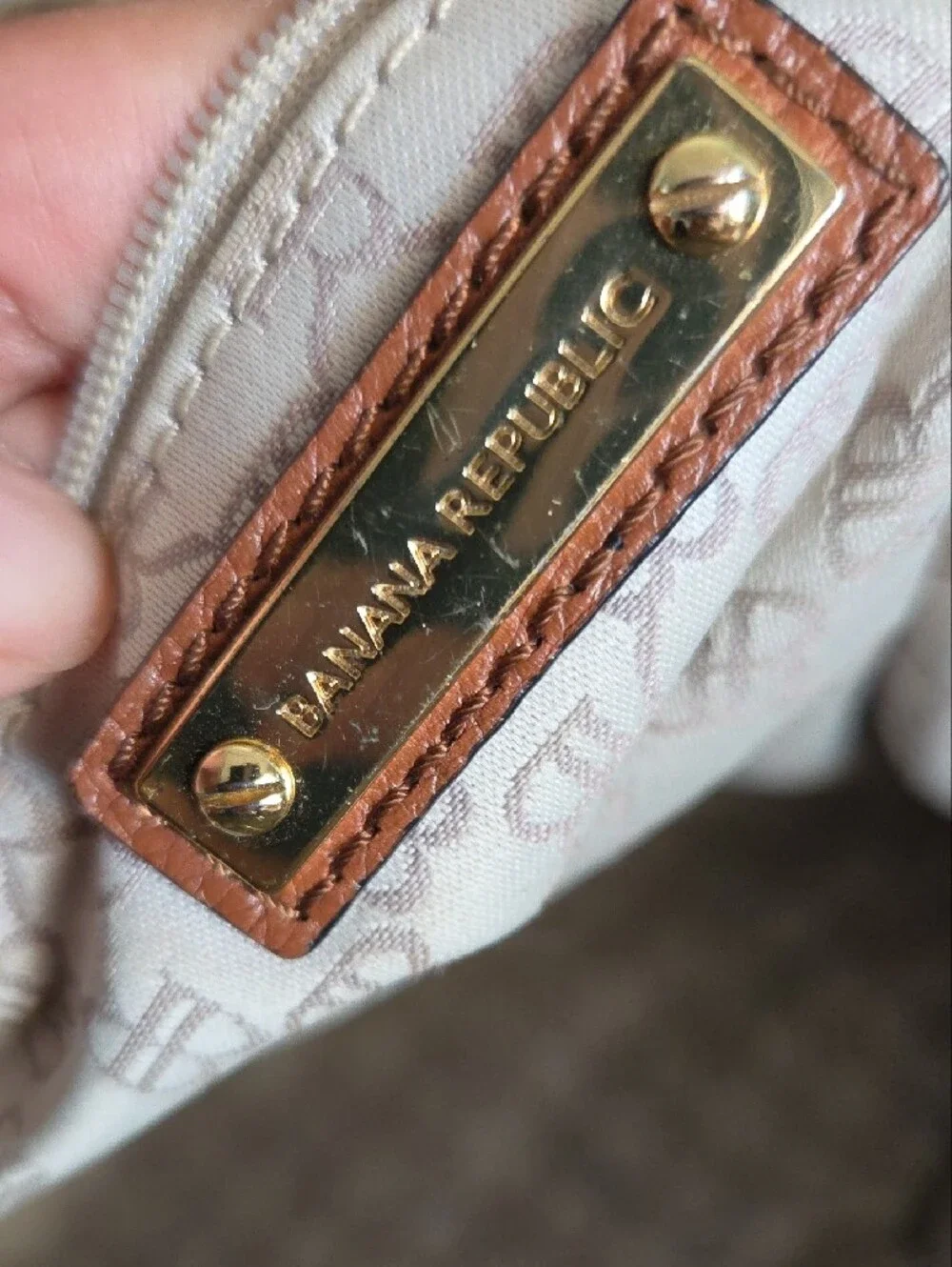 Banana Republic Tan Pebbled Leather Satchel with Tassel